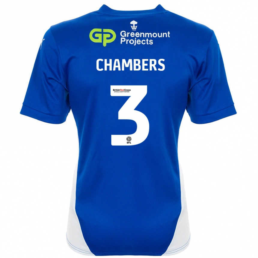 Enfant Football Maillot Luke Chambers #3 Bleu Blanc Tenues Domicile 2024/25