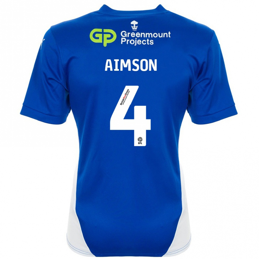 Enfant Football Maillot Will Aimson #4 Bleu Blanc Tenues Domicile 2024/25