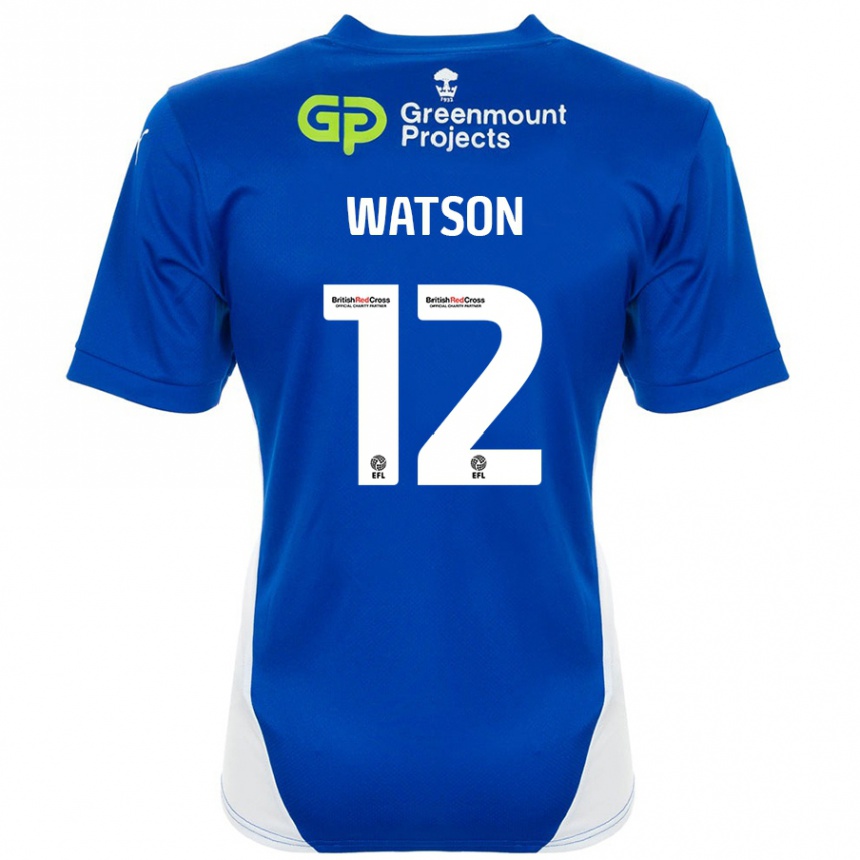 Enfant Football Maillot Tom Watson #12 Bleu Blanc Tenues Domicile 2024/25