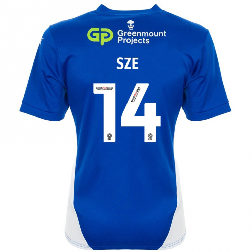 Enfant Football Maillot Chris Sze #14 Bleu Blanc Tenues Domicile 2024/25