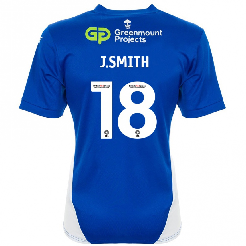 Enfant Football Maillot Jonny Smith #18 Bleu Blanc Tenues Domicile 2024/25