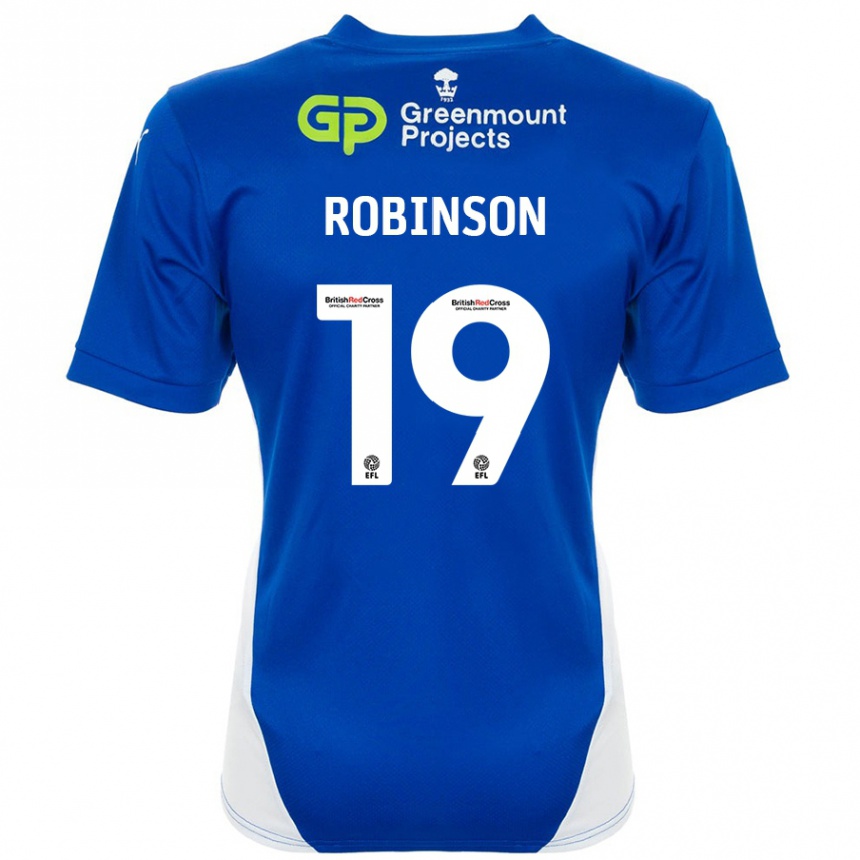 Enfant Football Maillot Luke Robinson #19 Bleu Blanc Tenues Domicile 2024/25