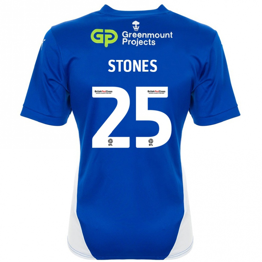 Enfant Football Maillot Josh Stones #25 Bleu Blanc Tenues Domicile 2024/25