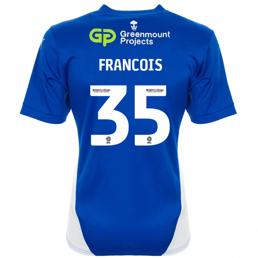 Enfant Football Maillot Tyrese Francois #35 Bleu Blanc Tenues Domicile 2024/25