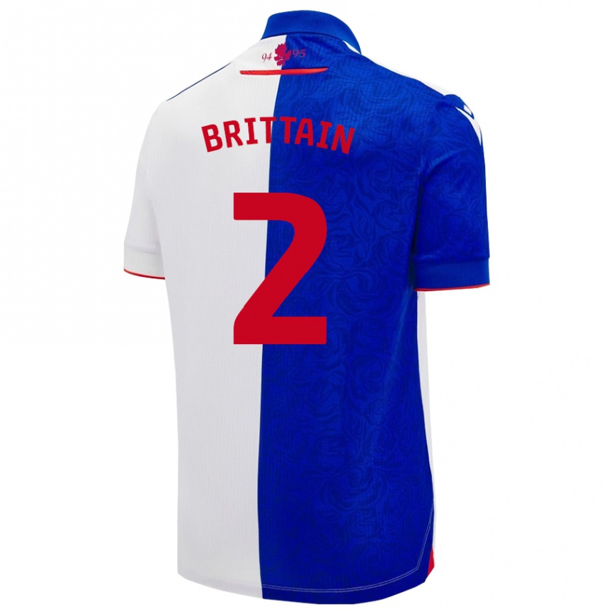 Enfant Football Maillot Callum Brittain #2 Bleu Ciel Blanc Tenues Domicile 2024/25