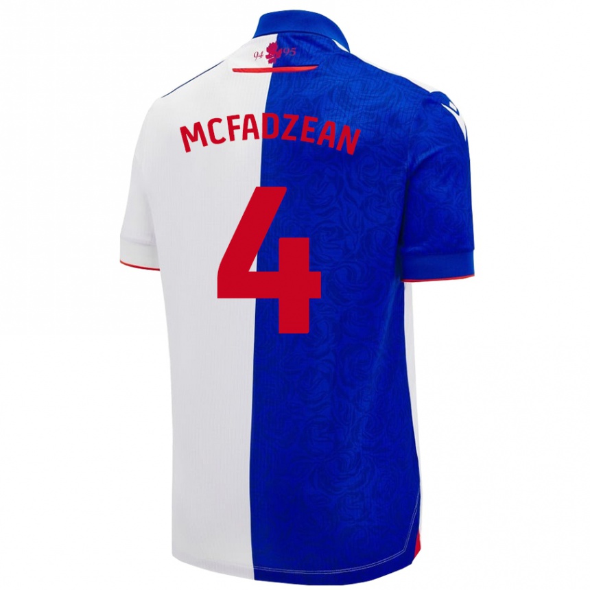 Enfant Football Maillot Kyle Mcfadzean #4 Bleu Ciel Blanc Tenues Domicile 2024/25