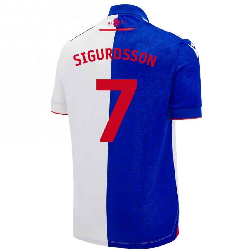 Enfant Football Maillot Arnór Sigurdsson #7 Bleu Ciel Blanc Tenues Domicile 2024/25