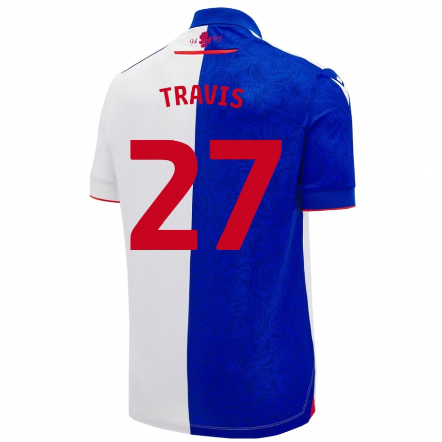 Enfant Football Maillot Lewis Travis #27 Bleu Ciel Blanc Tenues Domicile 2024/25