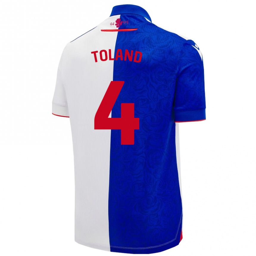 Enfant Football Maillot Tyler Toland #4 Bleu Ciel Blanc Tenues Domicile 2024/25