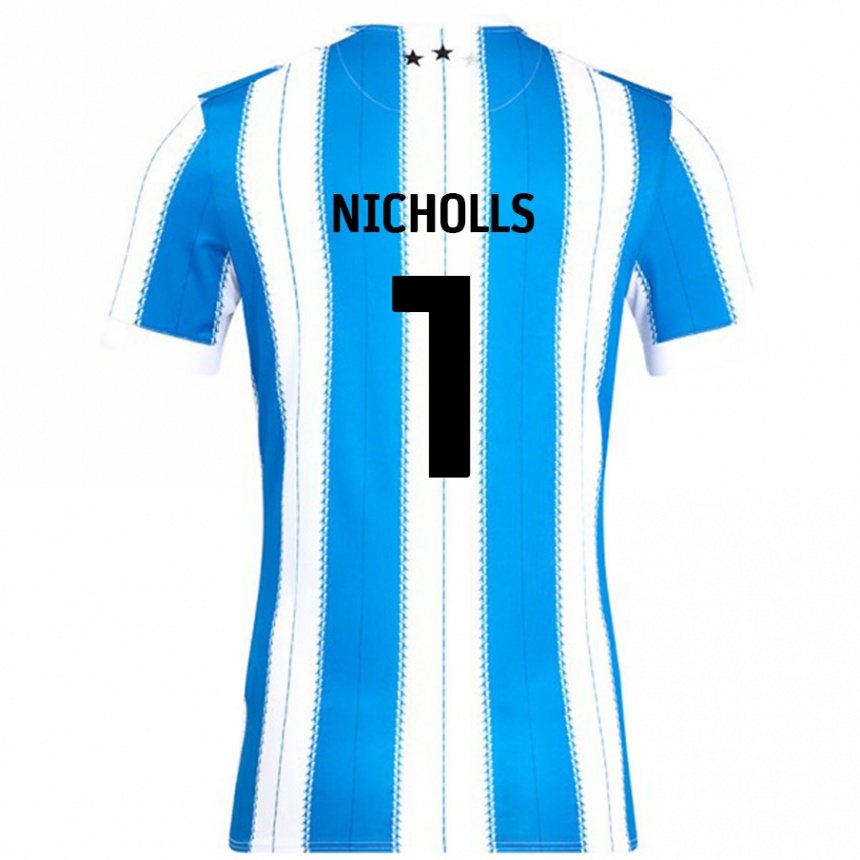 Enfant Football Maillot Lee Nicholls #1 Bleu Blanc Tenues Domicile 2024/25