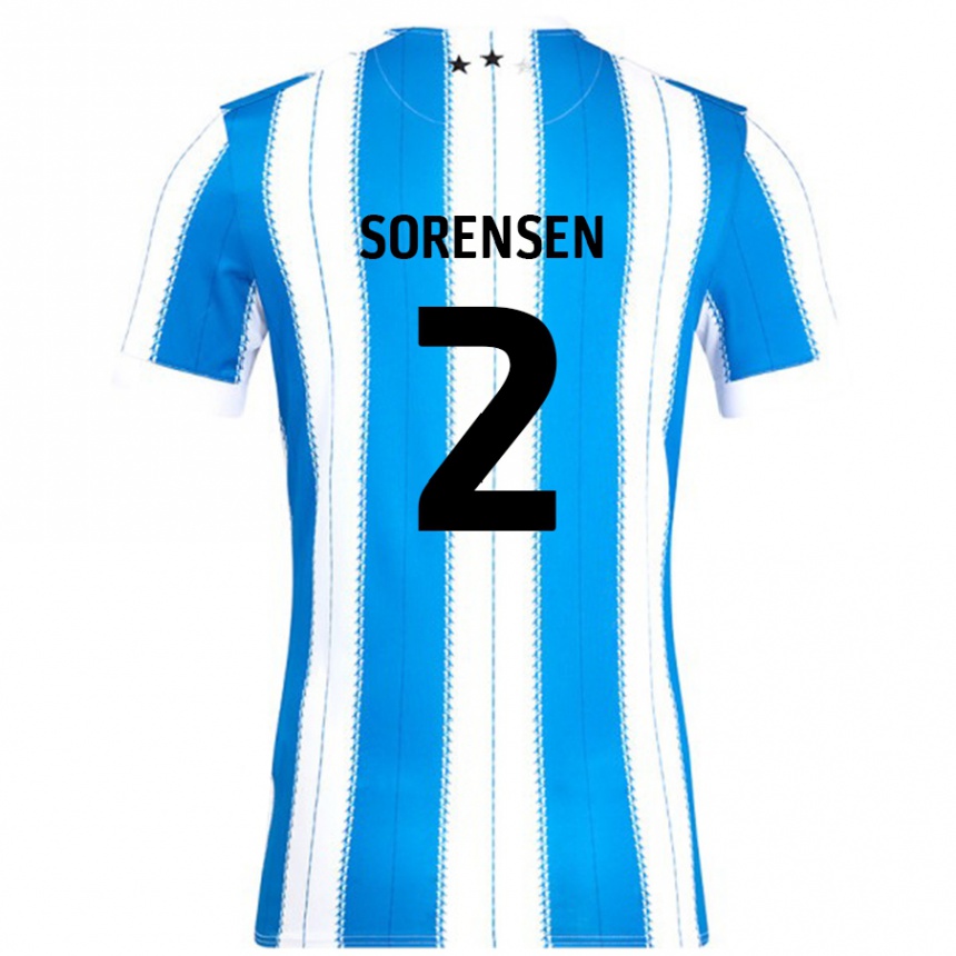 Enfant Football Maillot Lasse Sörensen #2 Bleu Blanc Tenues Domicile 2024/25