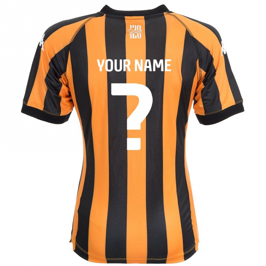 Enfant Football Maillot Votre Nom #0 Noir Ambre Tenues Domicile 2024/25