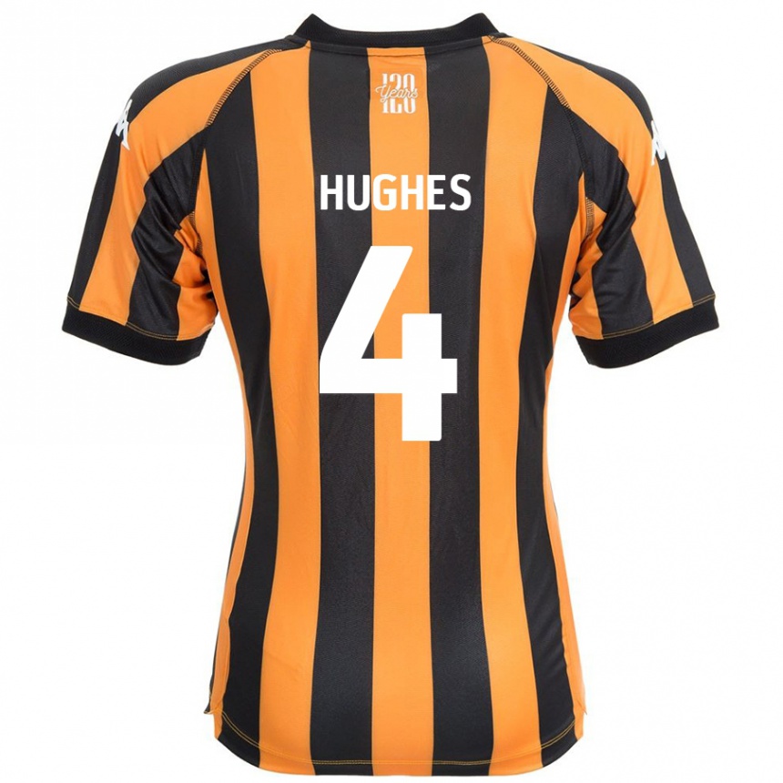 Enfant Football Maillot Charlie Hughes #4 Noir Ambre Tenues Domicile 2024/25