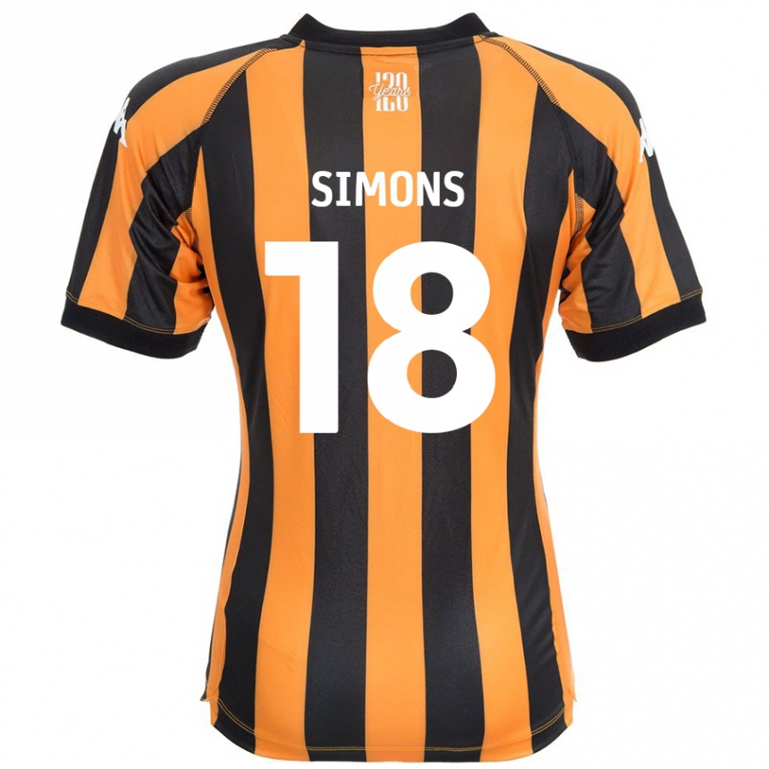 Enfant Football Maillot Xavier Simons #18 Noir Ambre Tenues Domicile 2024/25