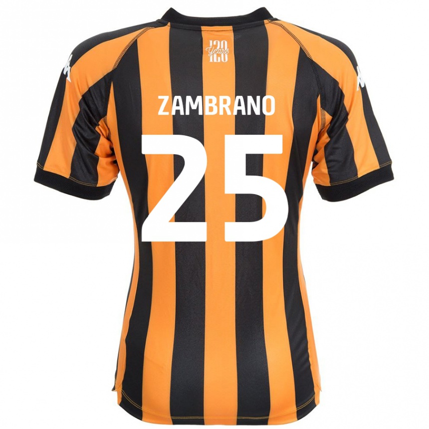 Enfant Football Maillot Óscar Zambrano #25 Noir Ambre Tenues Domicile 2024/25