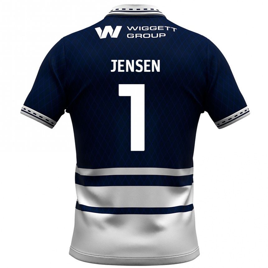 Enfant Football Maillot Lukas Jensen #1 Bleu Marine Blanc Tenues Domicile 2024/25