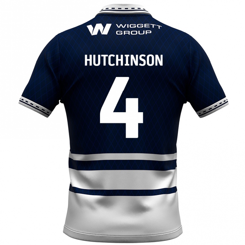 Enfant Football Maillot Shaun Hutchinson #4 Bleu Marine Blanc Tenues Domicile 2024/25