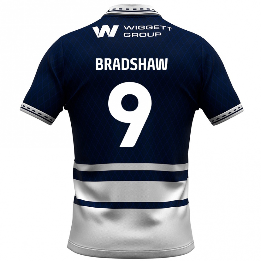 Enfant Football Maillot Tom Bradshaw #9 Bleu Marine Blanc Tenues Domicile 2024/25