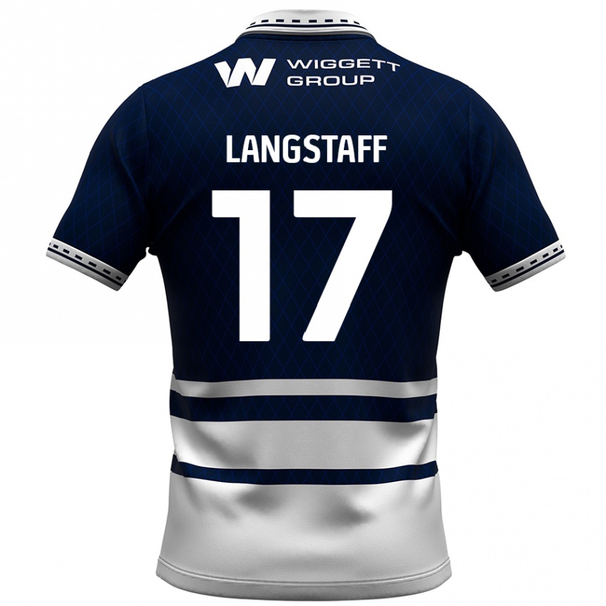 Enfant Football Maillot Macaulay Langstaff #17 Bleu Marine Blanc Tenues Domicile 2024/25