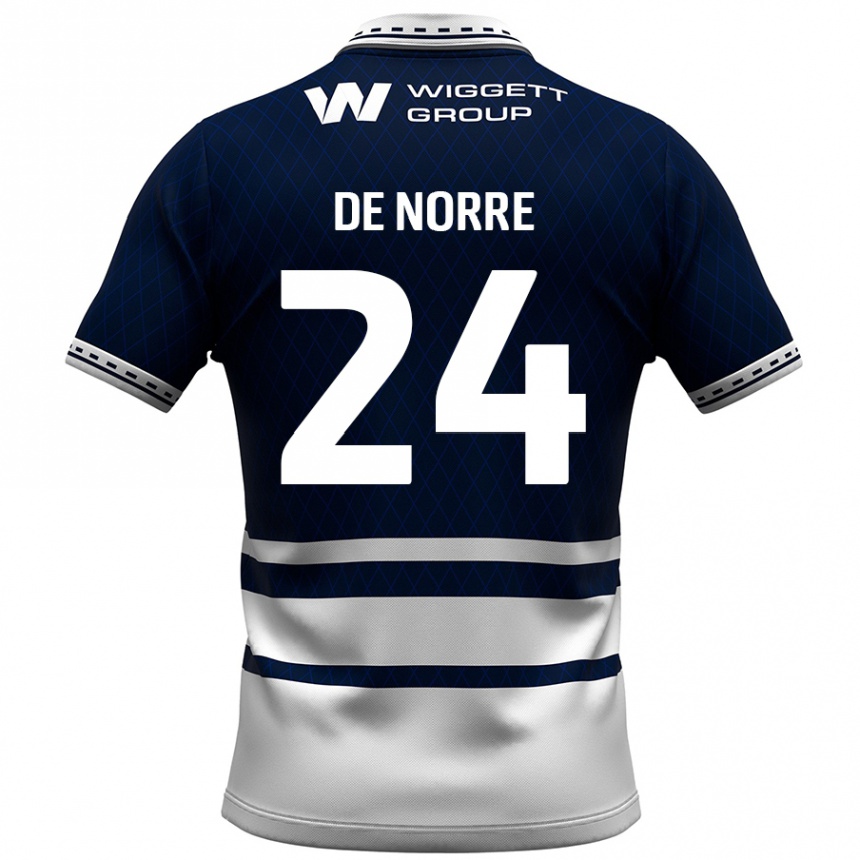 Enfant Football Maillot Casper De Norre #24 Bleu Marine Blanc Tenues Domicile 2024/25