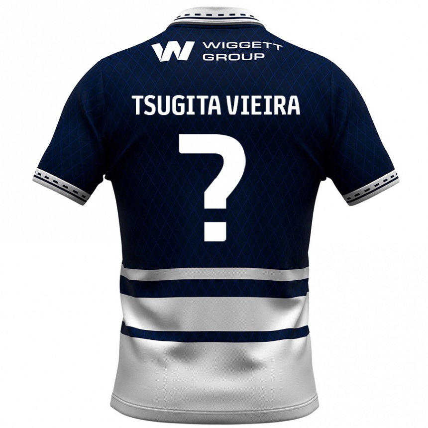 Enfant Football Maillot Sacha Tsugita Vieira #0 Bleu Marine Blanc Tenues Domicile 2024/25