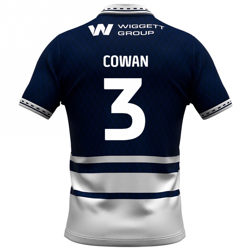 Enfant Football Maillot Leanne Cowan #3 Bleu Marine Blanc Tenues Domicile 2024/25