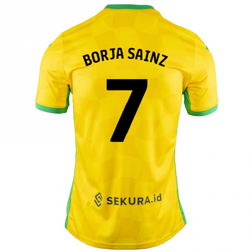 Enfant Football Maillot Borja Sainz #7 Jaune Vert Tenues Domicile 2024/25