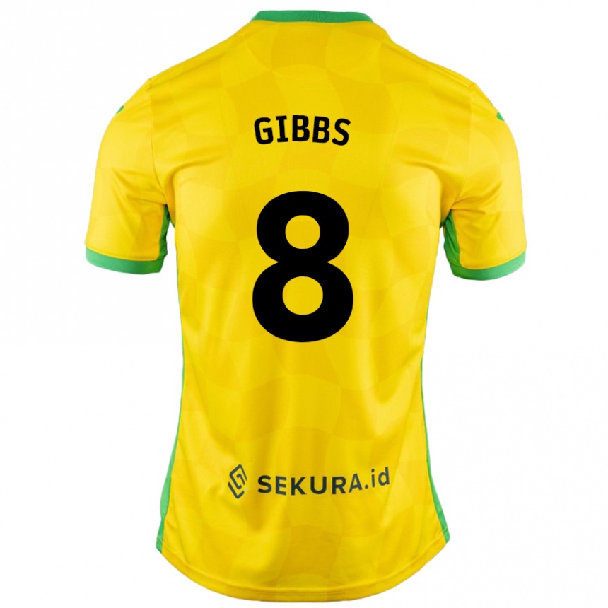 Enfant Football Maillot Liam Gibbs #8 Jaune Vert Tenues Domicile 2024/25