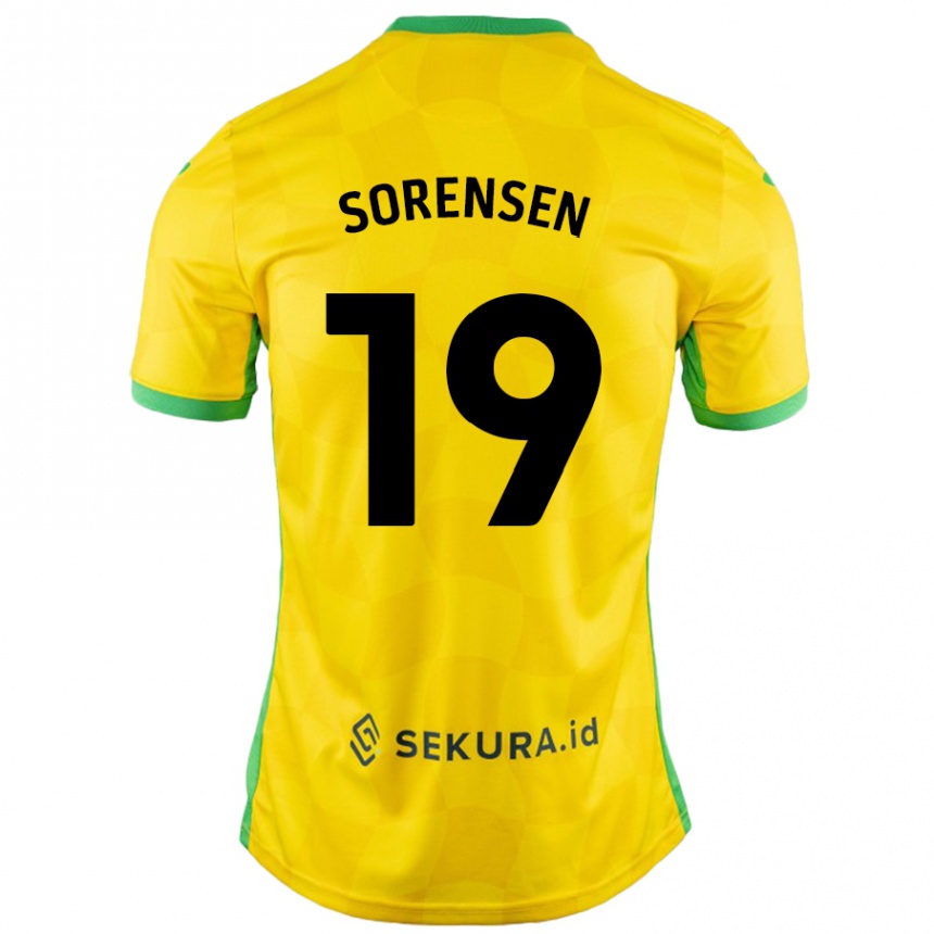 Enfant Football Maillot Jacob Lungi Sørensen #19 Jaune Vert Tenues Domicile 2024/25