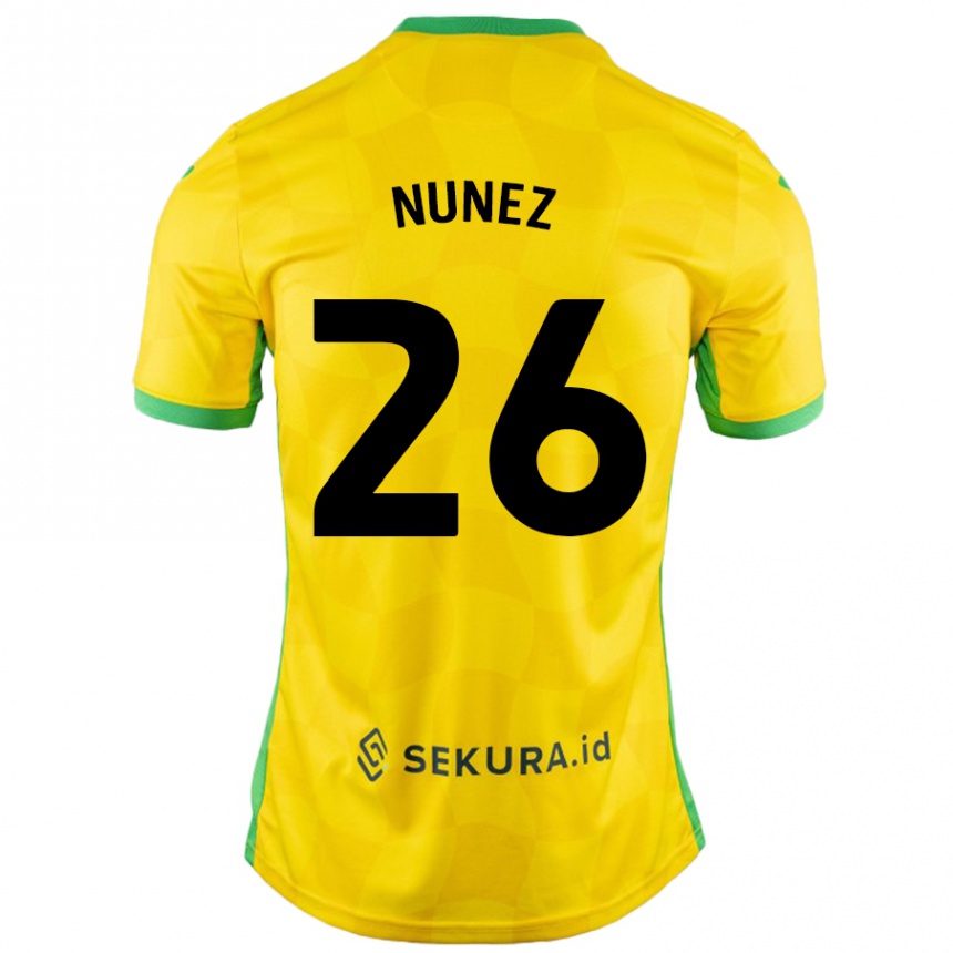 Enfant Football Maillot Marcelino Núñez #26 Jaune Vert Tenues Domicile 2024/25