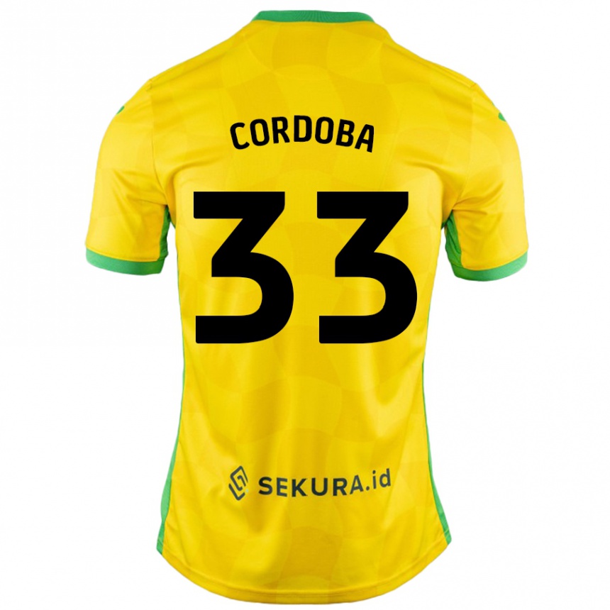 Enfant Football Maillot José Córdoba #33 Jaune Vert Tenues Domicile 2024/25