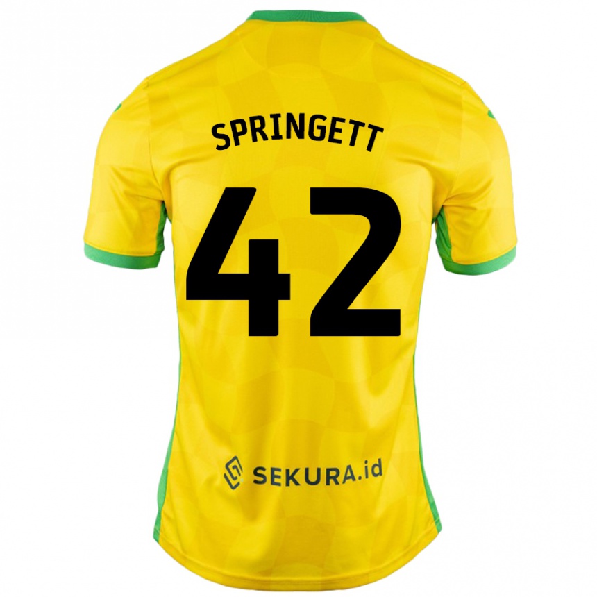 Enfant Football Maillot Tony Springett #42 Jaune Vert Tenues Domicile 2024/25