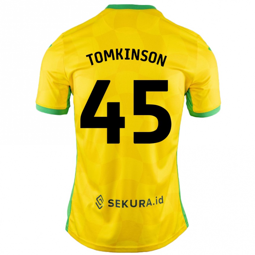 Enfant Football Maillot Jonathan Tomkinson #45 Jaune Vert Tenues Domicile 2024/25