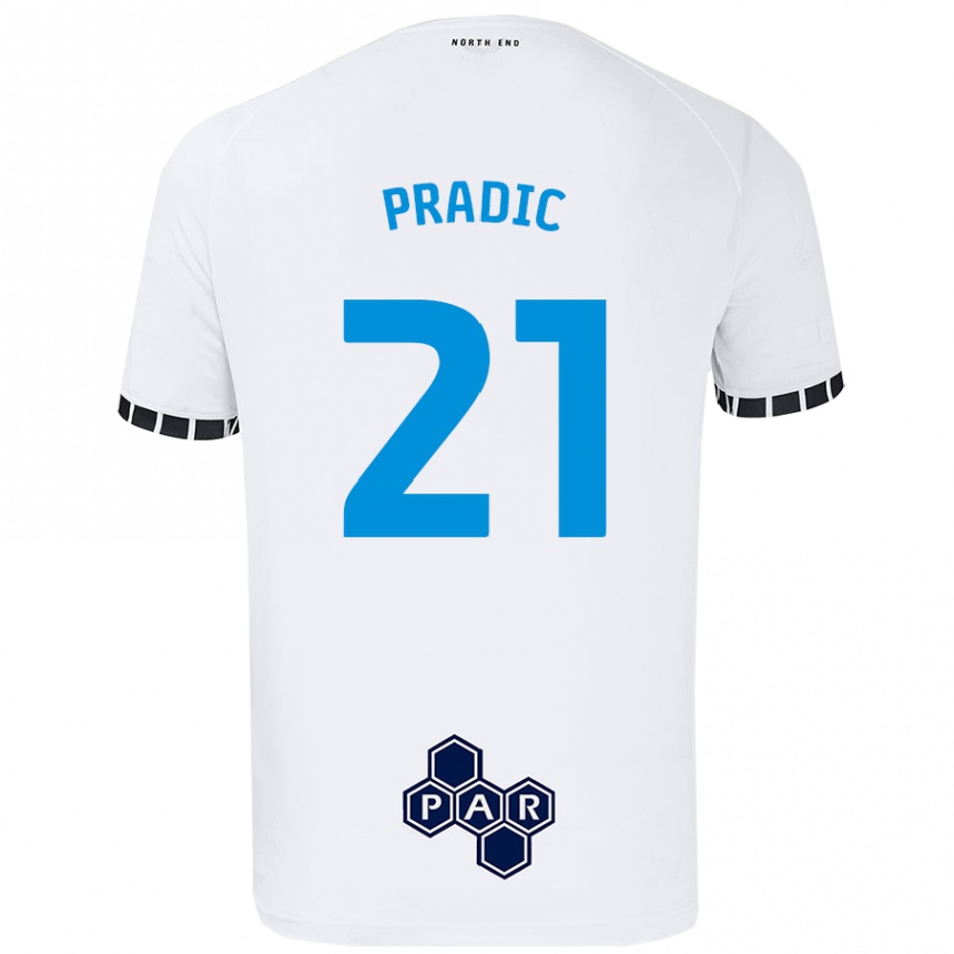 Enfant Football Maillot James Pradic #21 Blanc Tenues Domicile 2024/25