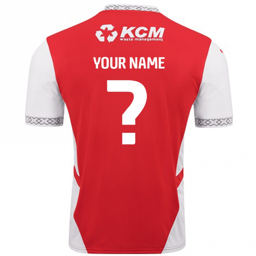 Enfant Football Maillot Votre Nom #0 Rouge Blanc Tenues Domicile 2024/25