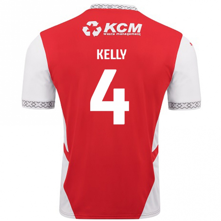 Enfant Football Maillot Liam Kelly #4 Rouge Blanc Tenues Domicile 2024/25