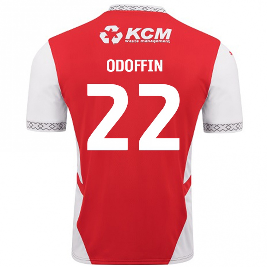 Enfant Football Maillot Hakeem Odoffin #22 Rouge Blanc Tenues Domicile 2024/25