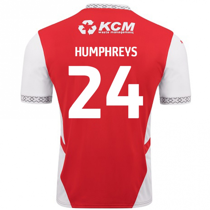 Enfant Football Maillot Cameron Humphreys #24 Rouge Blanc Tenues Domicile 2024/25