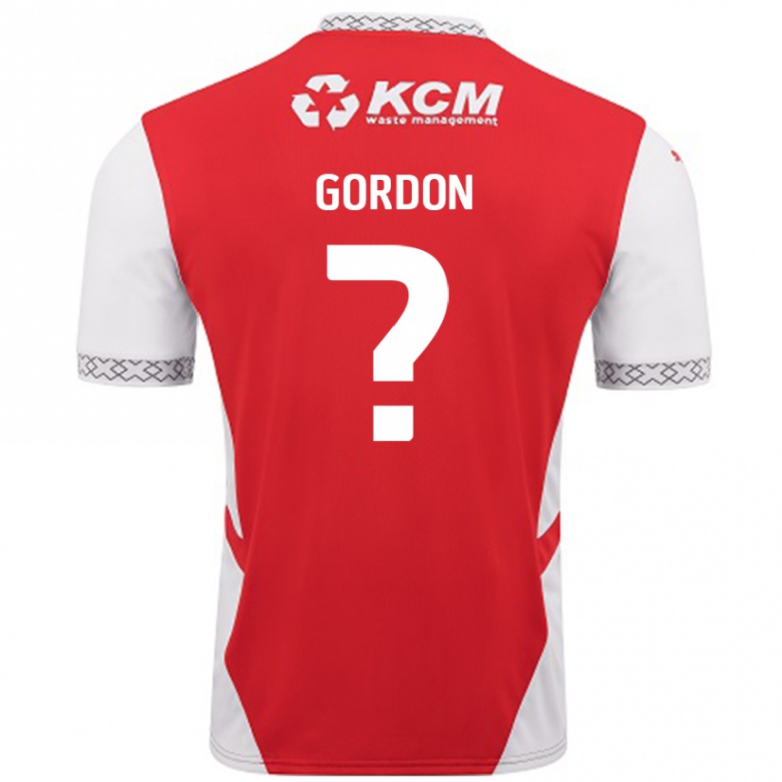 Enfant Football Maillot Owain Gordon #0 Rouge Blanc Tenues Domicile 2024/25