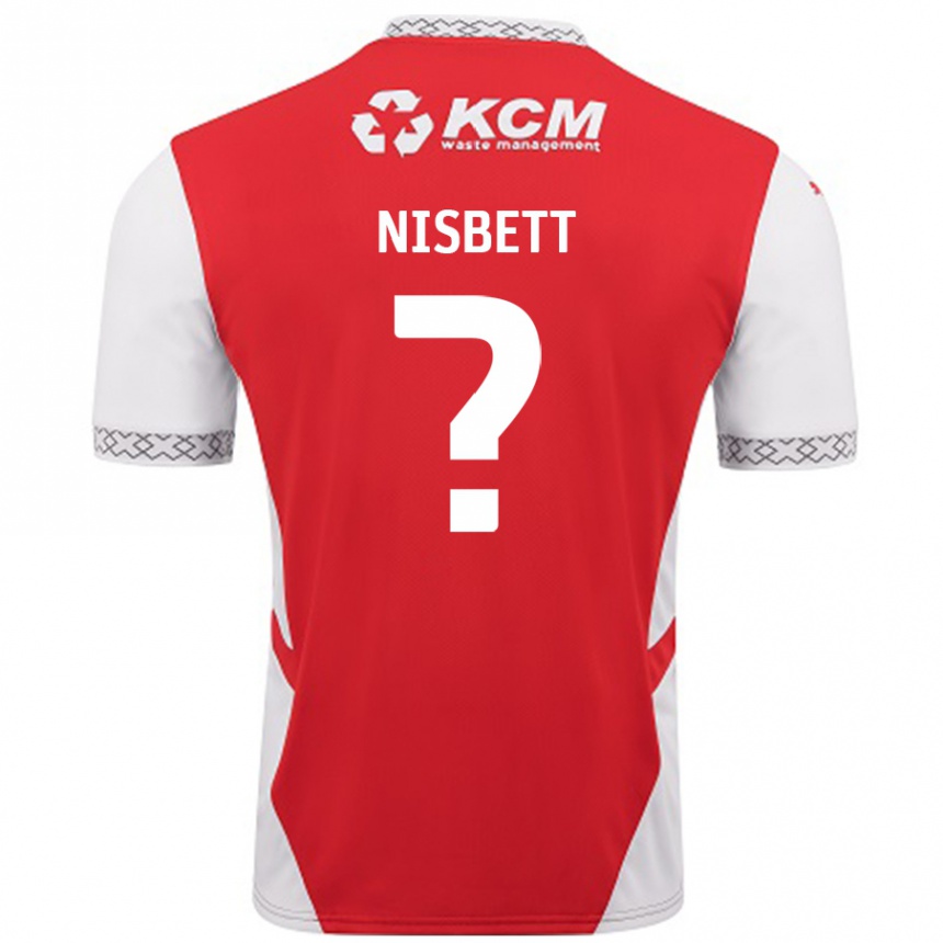 Enfant Football Maillot Kanye Nisbett #0 Rouge Blanc Tenues Domicile 2024/25