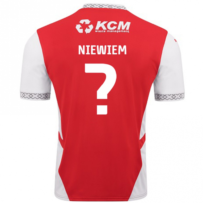 Enfant Football Maillot Oscar Niewiem #0 Rouge Blanc Tenues Domicile 2024/25