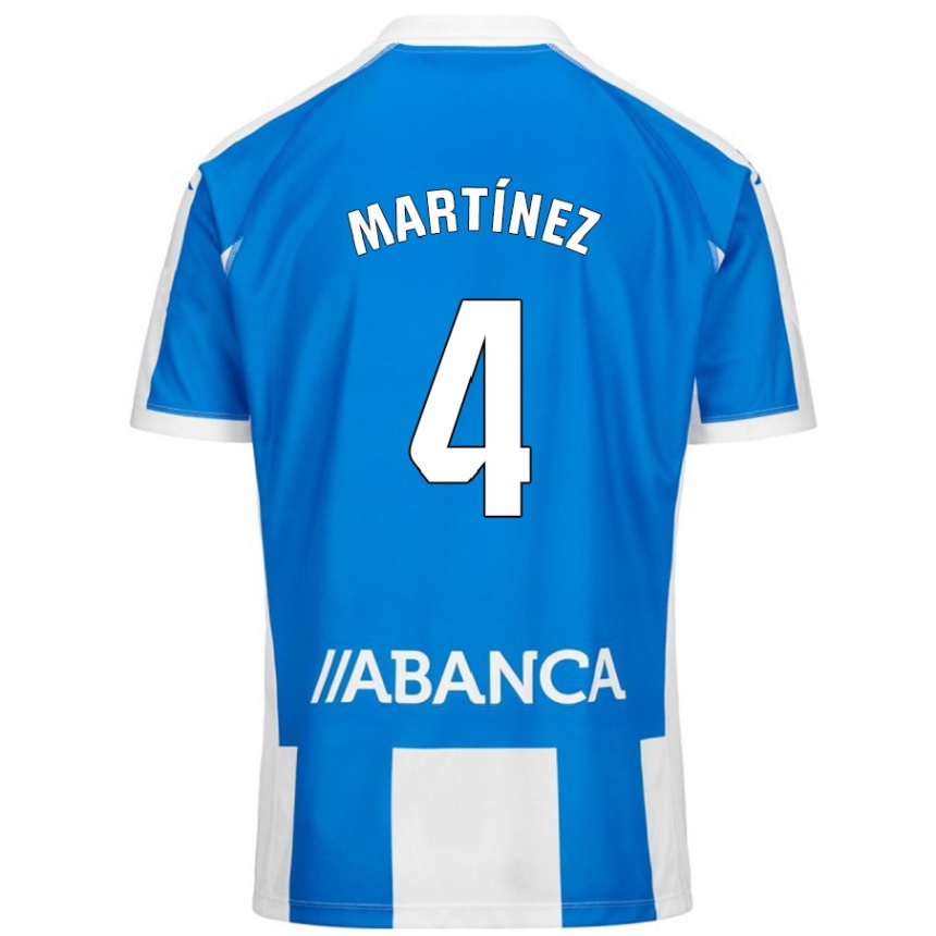 Enfant Football Maillot Pablo Martínez #4 Bleu Blanc Tenues Domicile 2024/25