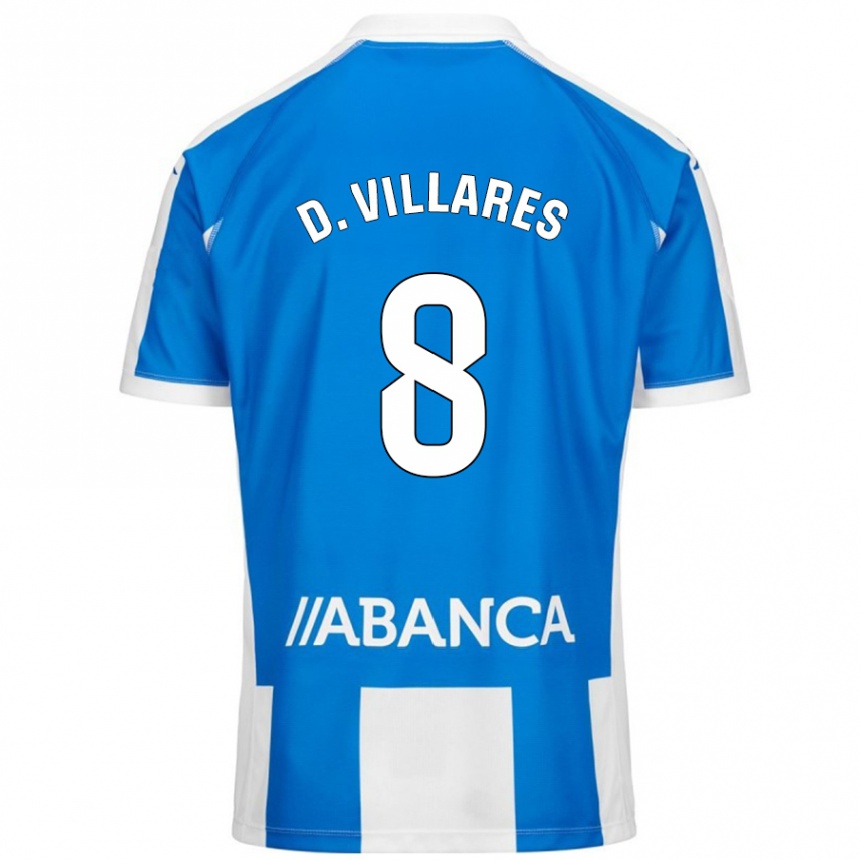 Enfant Football Maillot Diego Villares #8 Bleu Blanc Tenues Domicile 2024/25