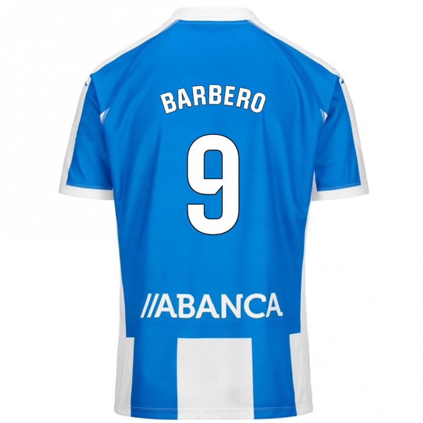 Enfant Football Maillot Iván Barbero #9 Bleu Blanc Tenues Domicile 2024/25