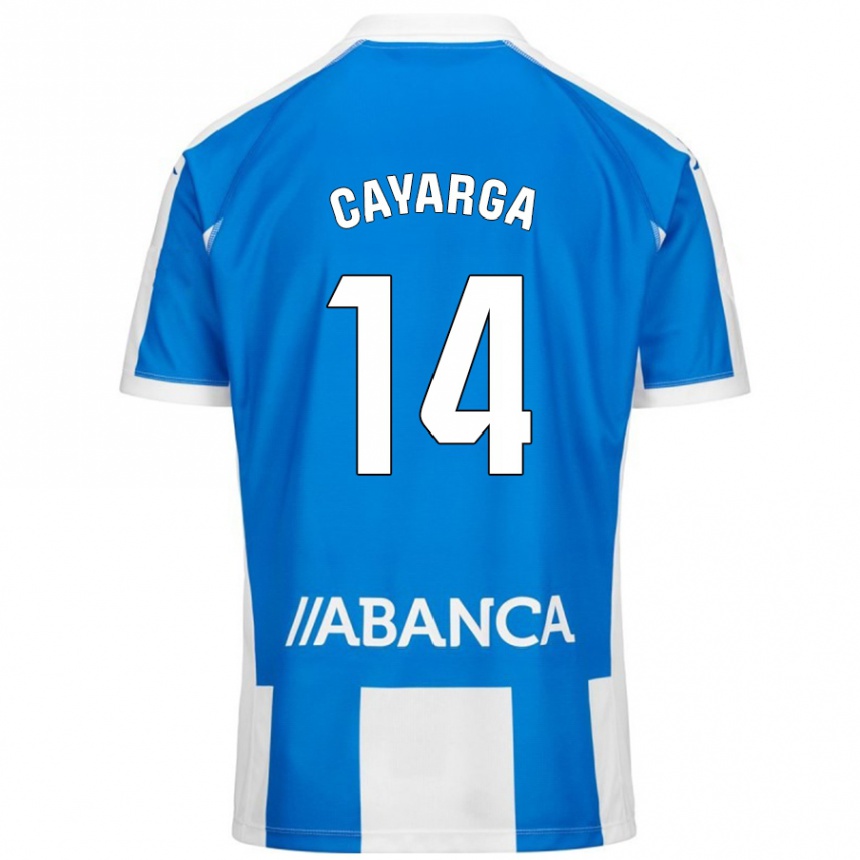 Enfant Football Maillot Berto Cayarga #14 Bleu Blanc Tenues Domicile 2024/25