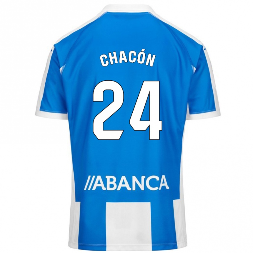 Enfant Football Maillot Luis Chacón #24 Bleu Blanc Tenues Domicile 2024/25