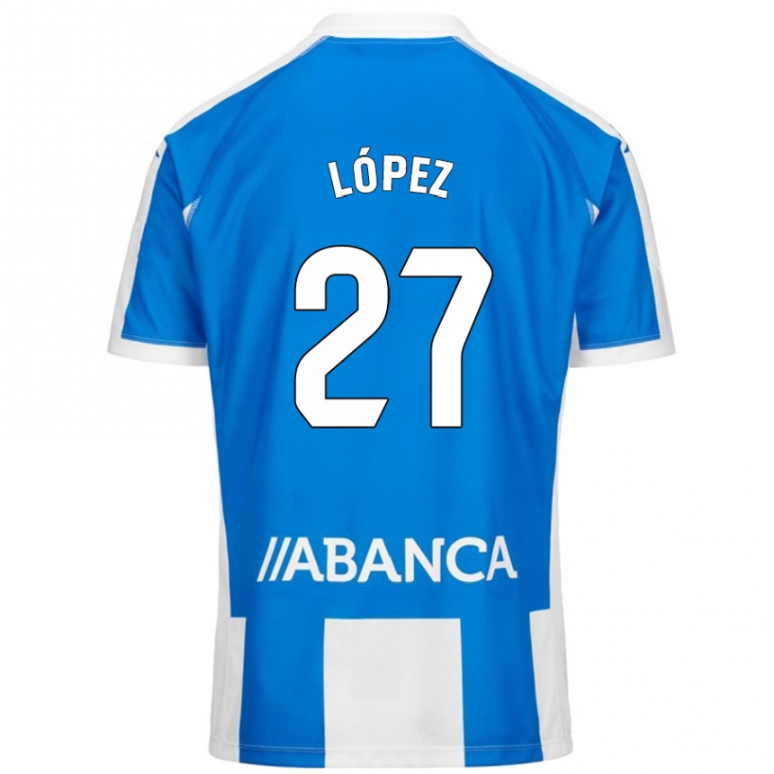 Enfant Football Maillot Rubén López #27 Bleu Blanc Tenues Domicile 2024/25