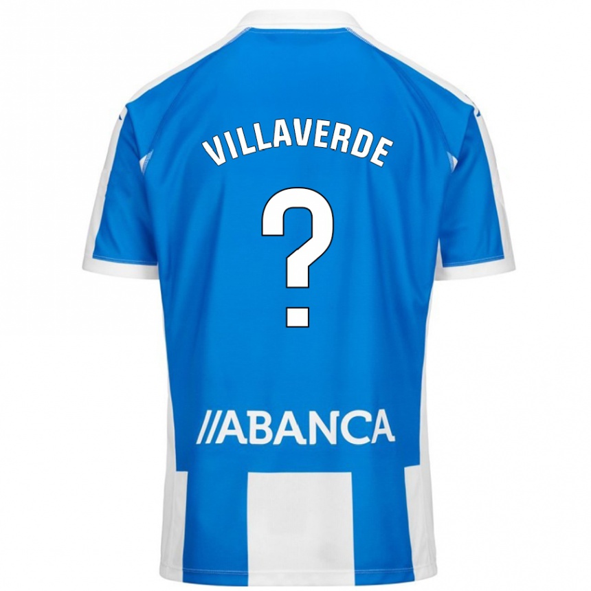 Enfant Football Maillot Hugo Villaverde #0 Bleu Blanc Tenues Domicile 2024/25