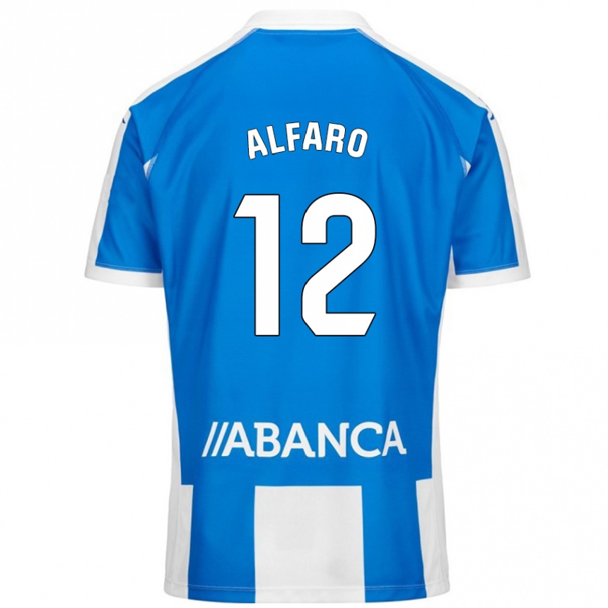 Enfant Football Maillot Alejandro Alfaro #12 Bleu Blanc Tenues Domicile 2024/25