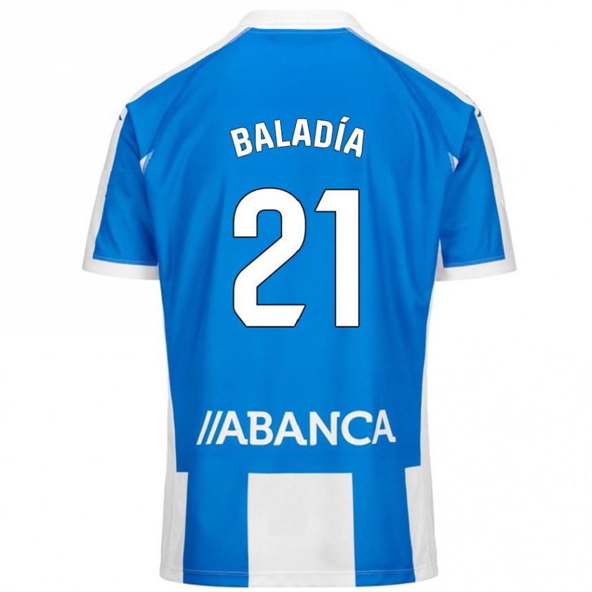 Enfant Football Maillot Álvaro Baladía #21 Bleu Blanc Tenues Domicile 2024/25